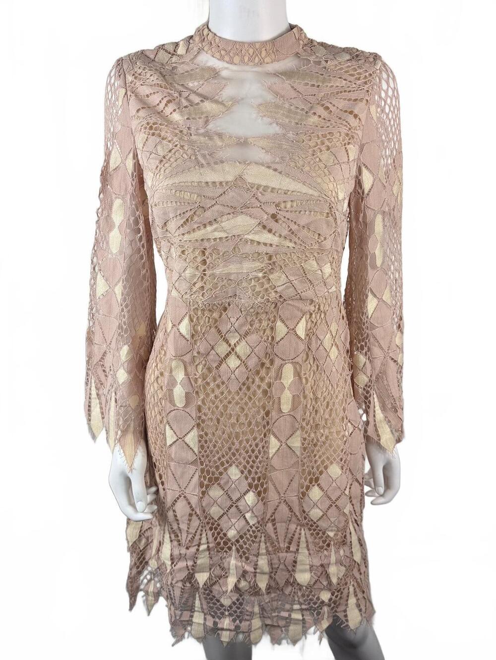 NWTs Free People Beige Lace Overlay Dress Size 12